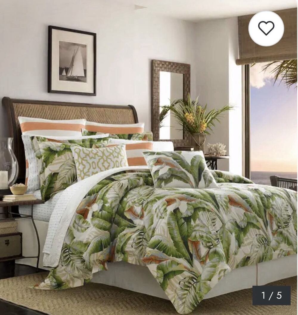Tommy Bahama 3-Pce King Duvet Cover Set- Botanical - Palmiers Green Tropical